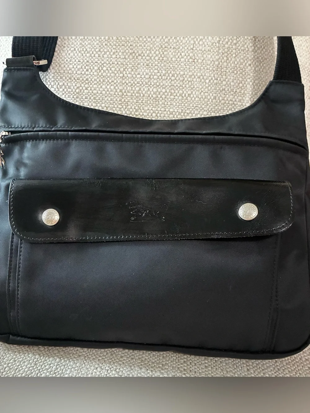 Longchamp Planetes black nylon and leather unisex crossbody & messenger bag